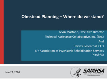 Olmstead Planning Where Do We Stand? - Nasmhpd 