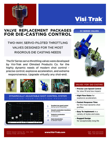 VALVE REPLACEMENT PACKAGES SV SERIES VALVES FoR DiE-CASTiNG . - Visi-Trak