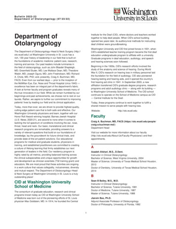 Department Of Otolaryngology - 2020-21 Bulletin
