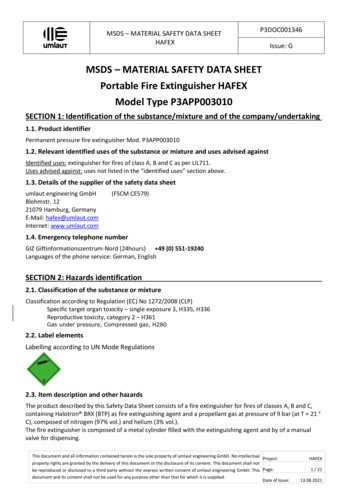 MSDS MATERIAL SAFETY DATA SHEET Portable Fire Extinguisher . - Umlaut