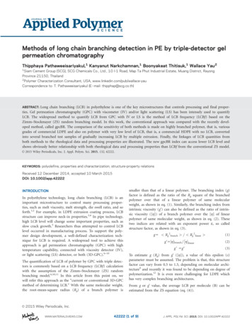 Methods Of Long Chain Branching Detection In PE By Triple . - Kinam Park