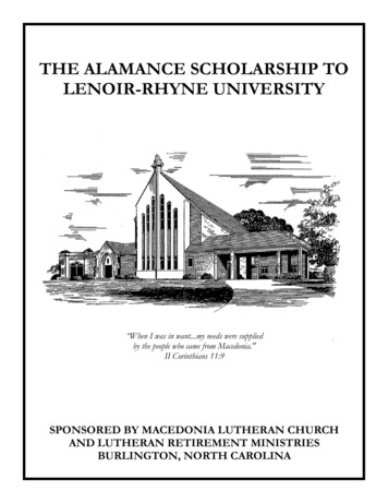 The Alamance Scholarship To Lenoir-rhyne University