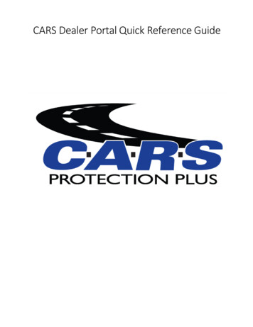 CARS Dealer Portal Quick Reference Guide - CARS Protection Plus Home