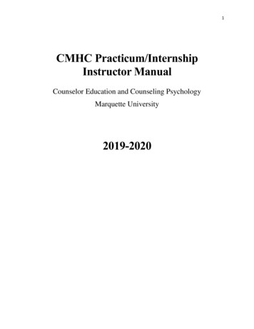 CMHC Practicum/Internship Instructor Manual - Marquette University