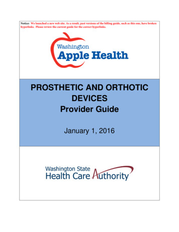 PROSTHETIC AND ORTHOTIC DEVICES Provider Guide - Wa