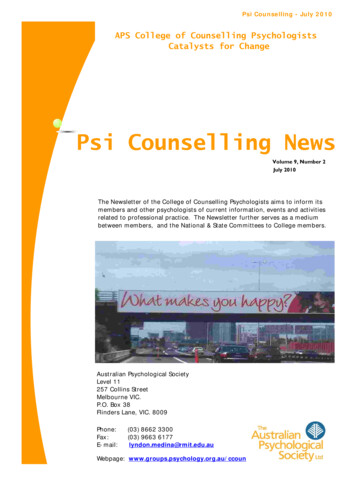 Psi Counselling News - Australian Psychological Society