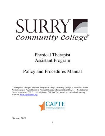 Physical Therapist Assistant Program Policy And Procedures Manual