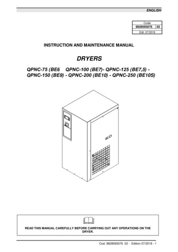 Instruction And Maintenance Manual
