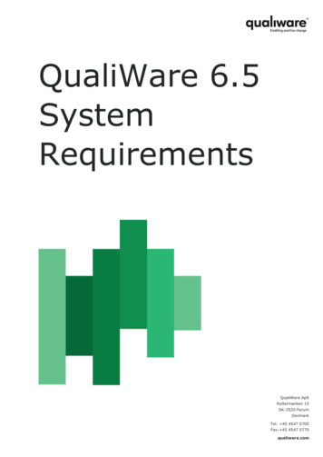QualiWare 6.5 System Requirements