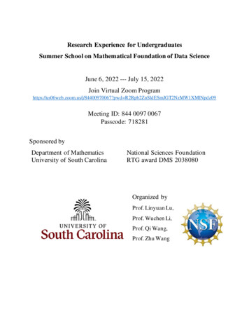 Research Experience For Undergraduates Summer School On Mathematical .