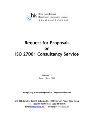 RFP On ISO 27001 Consultancy Service - HKDNR