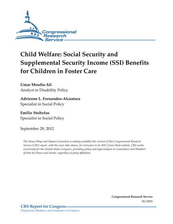 Child Welfare: Social Security And Supplemental Security Income (SSI .