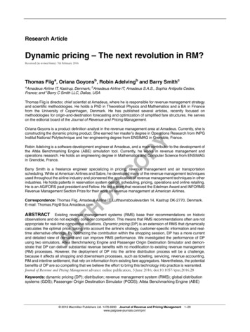 Dynamic Pricing - The Next Revolution In RM? - Amadeus