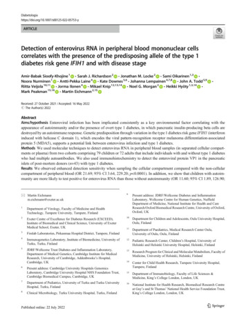 Detection Of Enterovirus RNA In Peripheral Blood Mononuclear Cells .