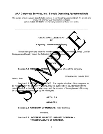 AAA Corporate Services, Inc.- Sample Operating Agreement Draft