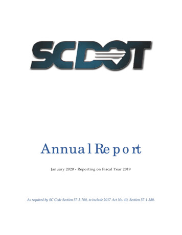 Annual Report - South Carolina Department Of Transportation