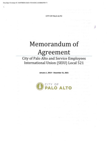 Memorandum Of Agreement - Palo Alto, California
