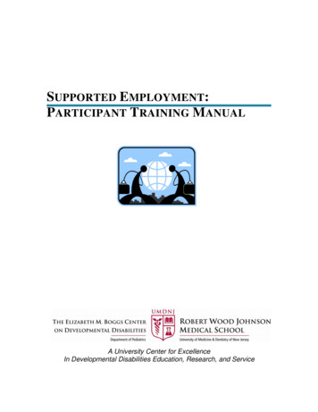 Supported Employment Participant Training Manual