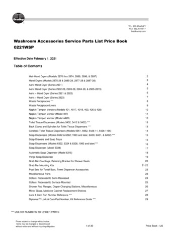 Washroom Accessories Service Parts List Price Book 0221WSP - Bradley Corp