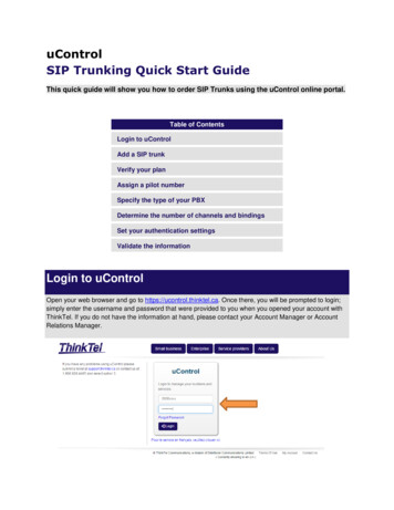 UControl SIP Trunking Quick Start Guide - ThinkTel