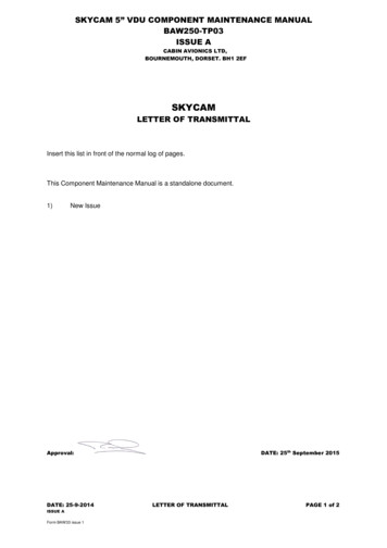 Letter Of Transmittal - Skycam