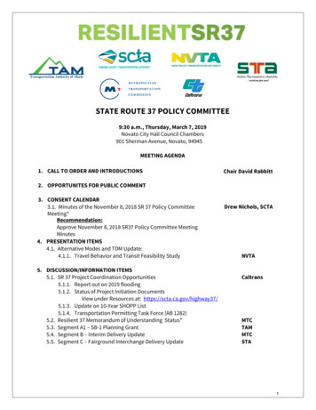 State Route 37 Policy Committee - Scta