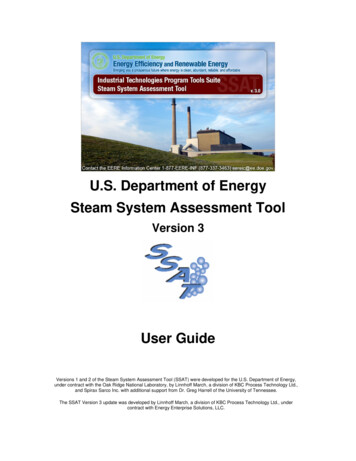 U.S. Department Of Energy Steam System Assessment Tool User Manual