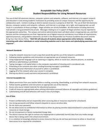 Acceptable Use Policy (AUP) Student Responsibilities For . - Alief ISD