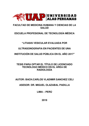 Facultad De Medicina Humana Y Ciencias De La Salud Escuela Profesional .