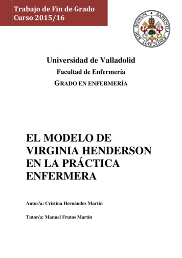EL MODELO DE VIRGINIA HENDERSON EN LA PRÁCTICA ENFERMERA - UVa