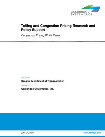 Tolling And Congestion Pricing Research And Policy Support - Oregon