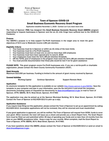 Town Of Spencer COVID-19 Small Business Economic Recovery Grant Program