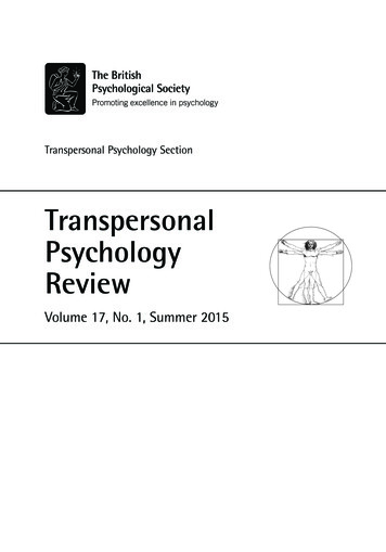 Transpersonal Psychology Review - Dwight Turner Counselling