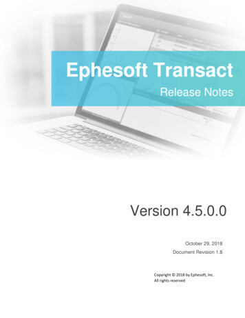 Ephesoft Transact Release Notes, Release 4.5.0.0 (March 28, 2018)