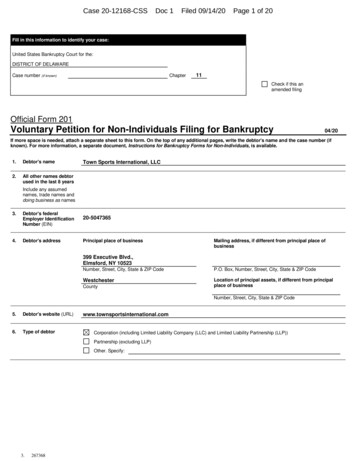 Official Form 201 Voluntary Petition For Non-Individuals . - Boston 