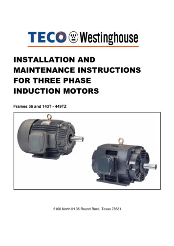 INSTALLATION AND MAINTENANCE INSTRUCTIONS FOR THREE . - TECO-Westinghouse