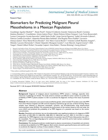 Research Paper Biomarkers For Predicting Malignant Pleural Mesothelioma .