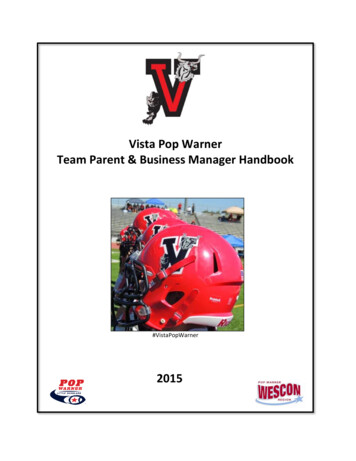 Vista Pop Warner Team Parent & Business Manager Handbook