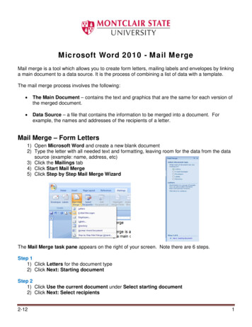 Microsoft Word 2010 - Mail Merge