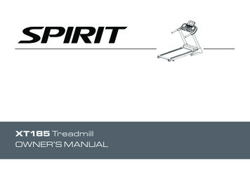 XT185 Treadmill OWNER'S MANUAL - Spirit Fitness