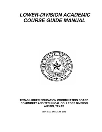 Lower Division Academic Course Guide Manual - THECB