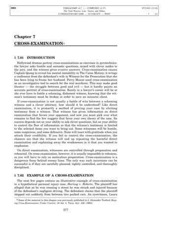 Chapter 7 CROSS-EXAMINATION 1 - Indiana University Maurer School Of Law