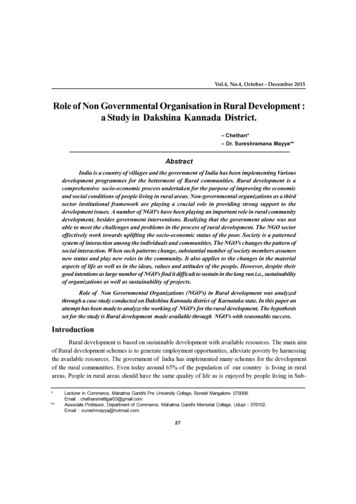 Role Of Non Governmental Organisation In Rural Deve Lopment : A Study .