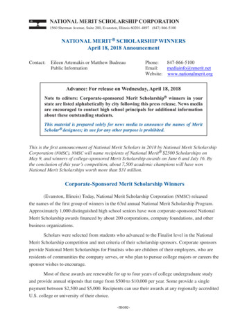 April 18, 2018: Corporate-Sponsored Merit Scholarship Winners Announcement