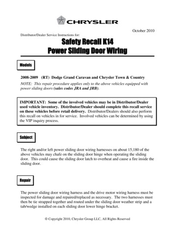 Safety Recall K14 Power Sliding Door Wiring