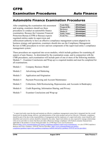 Auto Finance Examination Procedures Cf.gov 8