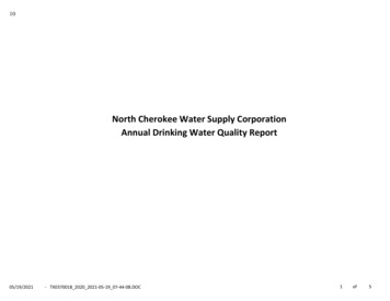 North Cherokee Water Supply Corporation Annual Drinking Water Quality .