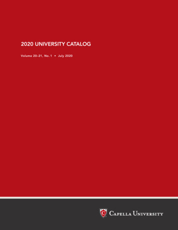 2020 UNIVERSITY CATALOG - Capella Results