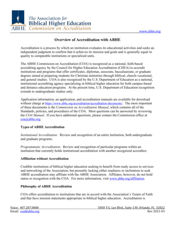 Overview Of Accreditation With ABHE