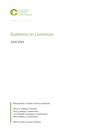 Guidance On Licensure - Cannabis Control Commission Massachusetts